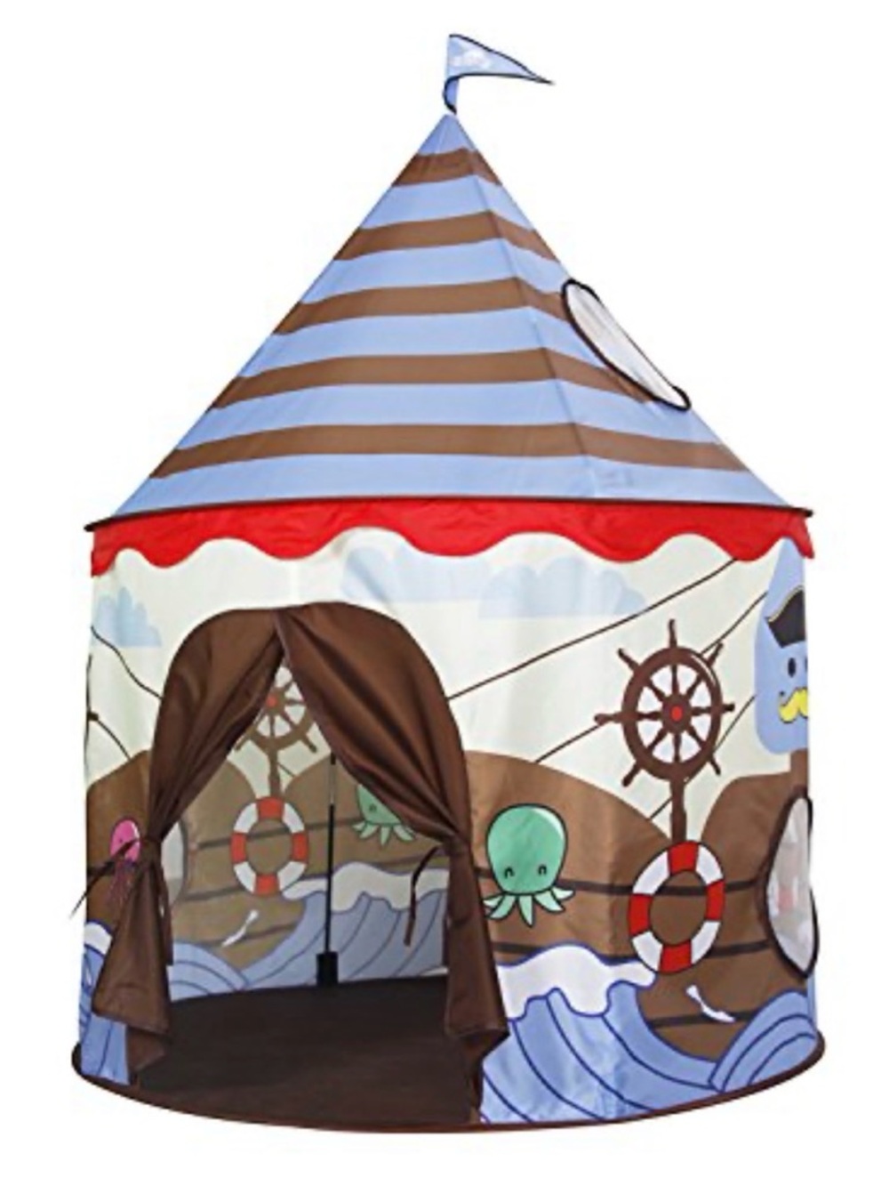 Kids Pirate Play Tent - Blue and Brown Nautical Adventure